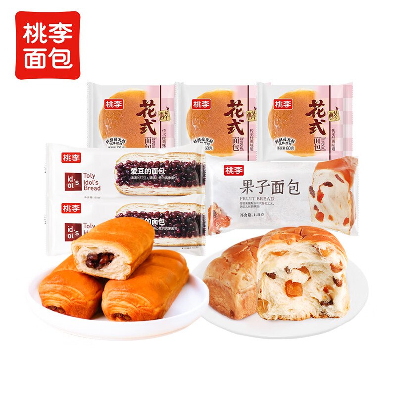 16.9元 桃李 面包组合共500g