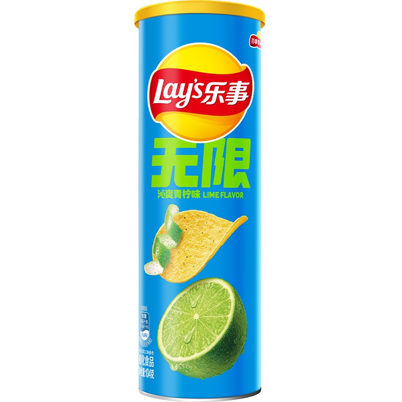 乐事（Lay's）无限薯片 沁爽青柠味 104g 罐装地区价 1首单2.9
