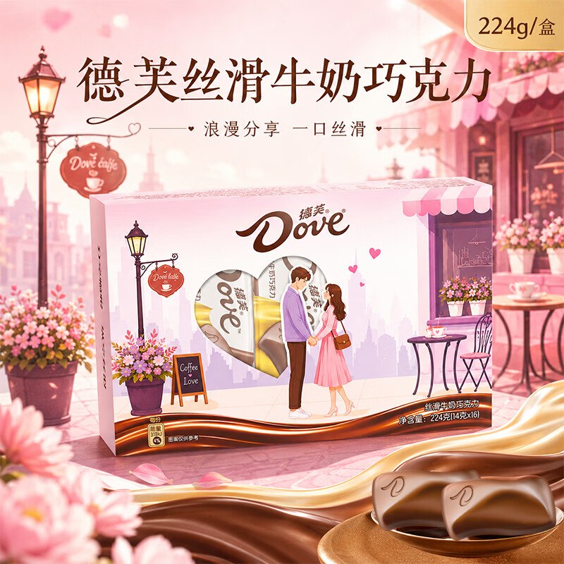 德芙 丝滑牛奶巧克力224g*2盒才折18.9/盒！！拍下【37.8元】