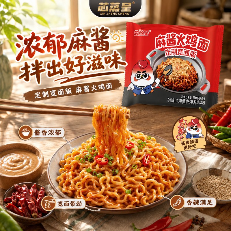 14.9元 华统 芯蒸呈双拼火鸡面 113g*12包
