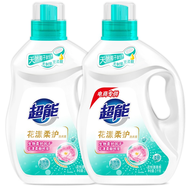 自营超能 花漾柔护洗衣液 3kg*2瓶
