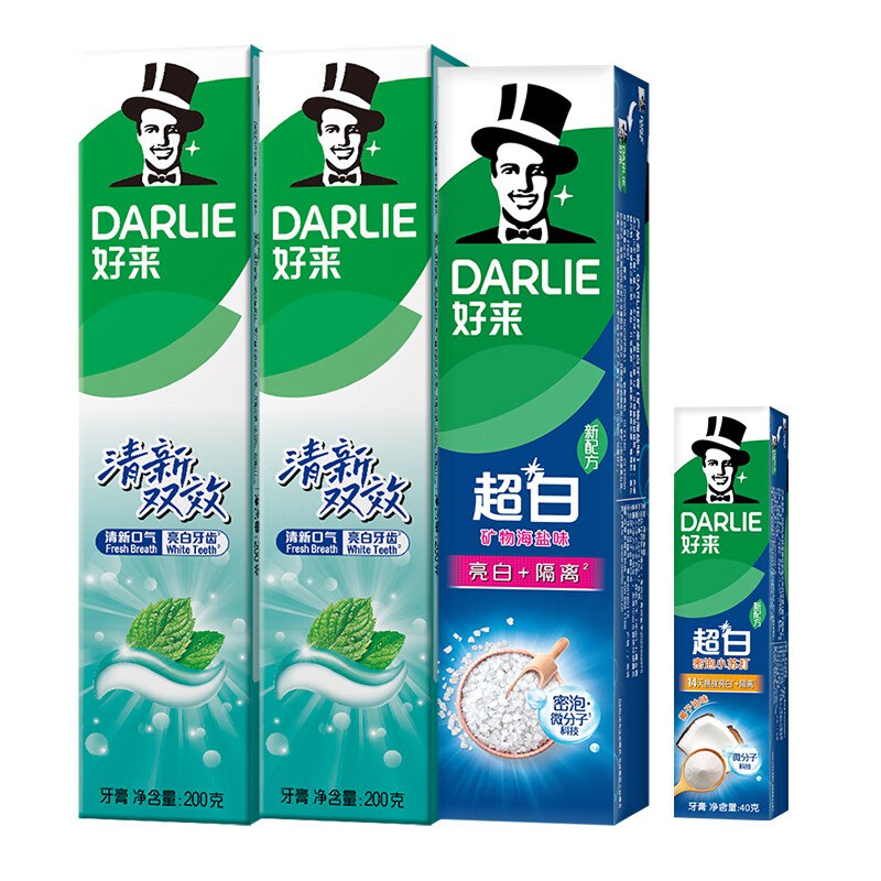 好来牙膏 双效200g*2+矿物盐190g+40g牙膏