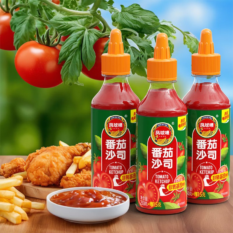 2.3/瓶！！凤球唛 番茄沙司6.9元到手265g*3瓶 凊仓忦有效期至26年4月 介意勿拍领 