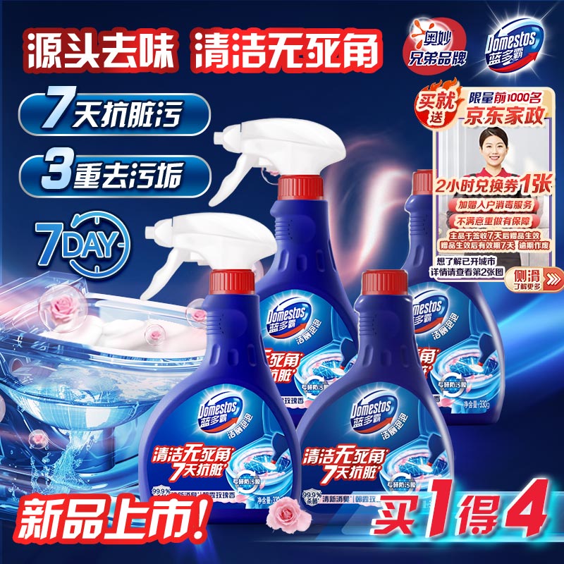 自营蓝多霸 洁厕泡泡慕斯 330g*4瓶