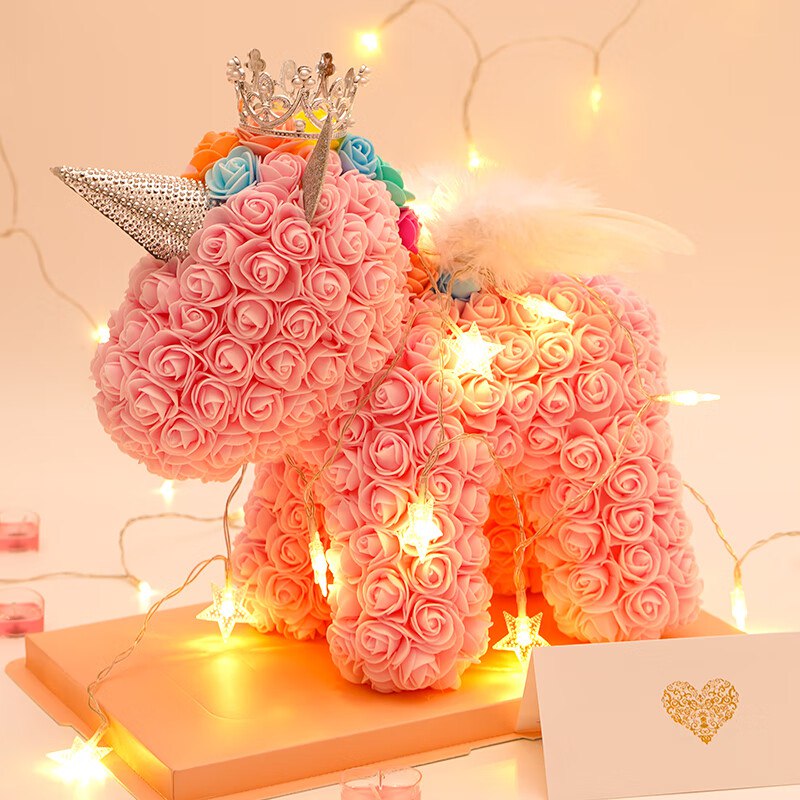 108元 自营柏爱永生花独角兽情人节礼物礼盒装